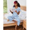 Ekouaer Capri Pajama Sets for Women Short Sleeve Tops Sleepwear Sleep Sets Pjs Sets Soft Two Piece Loungewear Sets(Blue Floral)