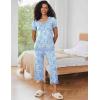 Ekouaer Capri Pajama Sets for Women Short Sleeve Tops Sleepwear Sleep Sets Pjs Sets Soft Two Piece Loungewear Sets(Blue Floral)