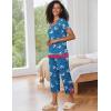 Ekouaer Capri Pajama Sets for Women Short Sleeve Tops Sleepwear Sleep Sets Pjs Sets Soft Two Piece Loungewear Sets(Blue Sheep)