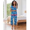 Ekouaer Capri Pajama Sets for Women Short Sleeve Tops Sleepwear Sleep Sets Pjs Sets Soft Two Piece Loungewear Sets(Blue Sheep)