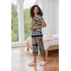Ekouaer Capri Pajama Sets for Women Short Sleeve Tops Sleepwear Sleep Sets Pjs Sets Soft Two Piece Loungewear Sets(Bohemian)