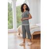 Ekouaer Capri Pajama Sets for Women Short Sleeve Tops Sleepwear Sleep Sets Pjs Sets Soft Two Piece Loungewear Sets(Grey)