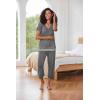 Ekouaer Capri Pajama Sets for Women Short Sleeve Tops Sleepwear Sleep Sets Pjs Sets Soft Two Piece Loungewear Sets(Grey)
