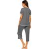 Ekouaer Capri Pajama Sets for Women Short Sleeve Tops Sleepwear Sleep Sets Pjs Sets Soft Two Piece Loungewear Sets(Grey)