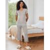 Ekouaer Capri Pajama Sets for Women Short Sleeve Tops Sleepwear Sleep Sets Pjs Sets Soft Two Piece Loungewear Sets(Light Grey)