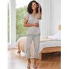 Ekouaer Capri Pajama Sets for Women Short Sleeve Tops Sleepwear Sleep Sets Pjs Sets Soft Two Piece Loungewear Sets(Light Grey)
