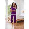 Ekouaer Capri Pajama Sets for Women Short Sleeve Tops Sleepwear Sleep Sets Pjs Sets Soft Two Piece Loungewear Sets(Purple)