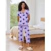 Ekouaer Capri Pajama Sets for Women Short Sleeve Tops Sleepwear Sleep Sets Pjs Sets Soft Two Piece Loungewear Sets(Purple Dinosaur)