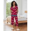 Ekouaer Capri Pajama Sets for Women Short Sleeve Tops Sleepwear Sleep Sets Pjs Sets Soft Two Piece Loungewear Sets(Rose Red Sheep)