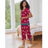 Ekouaer Capri Pajama Sets for Women Short Sleeve Tops Sleepwear Sleep Sets Pjs Sets Soft Two Piece Loungewear Sets(Rose Red Sheep)