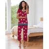 Ekouaer Capri Pajama Sets for Women Short Sleeve Tops Sleepwear Sleep Sets Pjs Sets Soft Two Piece Loungewear Sets(Rose Red Sheep)