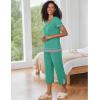 Ekouaer Capri Pajama Sets for Women Short Sleeve Tops Sleepwear Sleep Sets Pjs Sets Soft Two Piece Loungewear Sets(Turquoise)