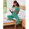 Ekouaer Capri Pajama Sets for Women Short Sleeve Tops Sleepwear Sleep Sets Pjs Sets Soft Two Piece Loungewear Sets(Turquoise)