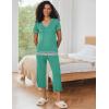 Ekouaer Capri Pajama Sets for Women Short Sleeve Tops Sleepwear Sleep Sets Pjs Sets Soft Two Piece Loungewear Sets(Turquoise)