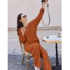 Ekouaer Knit Lounge Sets for Women 2 Piece Cozy Long Sleeve Pullover Sweater Top and Wide Leg Pants Set Pajamas Outfits(Caramel)