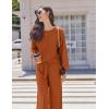 Ekouaer Knit Lounge Sets for Women 2 Piece Cozy Long Sleeve Pullover Sweater Top and Wide Leg Pants Set Pajamas Outfits(Caramel)
