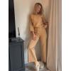 Ekouaer Knit Lounge Sets for Women 2 Piece Cozy Long Sleeve Pullover Sweater Top and Wide Leg Pants Set Pajamas Outfits(Khaki)