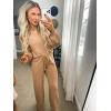 Ekouaer Knit Lounge Sets for Women 2 Piece Cozy Long Sleeve Pullover Sweater Top and Wide Leg Pants Set Pajamas Outfits(Khaki)