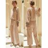 Ekouaer Knit Lounge Sets for Women 2 Piece Cozy Long Sleeve Pullover Sweater Top and Wide Leg Pants Set Pajamas Outfits(Khaki)