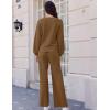 Ekouaer Knit Lounge Sets for Women 2 Piece Cozy Long Sleeve Pullover Sweater Top and Wide Leg Pants Set Pajamas Outfits(Light Brown)