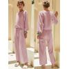 Ekouaer Knit Lounge Sets for Women 2 Piece Cozy Long Sleeve Pullover Sweater Top and Wide Leg Pants Set Pajamas Outfits(Pink)