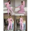 Ekouaer Knit Lounge Sets for Women 2 Piece Cozy Long Sleeve Pullover Sweater Top and Wide Leg Pants Set Pajamas Outfits(Pink)