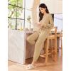Ekouaer Lounge Sets for Women 2 Piece Jogger Pajama Long Sleeve Pants Loungewear Sweatsuits Casual Matching Outfits(Khaki)