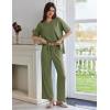 Ekouaer Lounge Sets for Women Short Sleeve Pullover Tops and Long Pants Soft Pajamas Set 2 Piece Outfits S-XXL(Army Green)