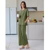 Ekouaer Lounge Sets for Women Short Sleeve Pullover Tops and Long Pants Soft Pajamas Set 2 Piece Outfits S-XXL(Army Green)