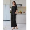 Ekouaer Lounge Sets for Women Short Sleeve Pullover Tops and Long Pants Soft Pajamas Set 2 Piece Outfits S-XXL(Black)
