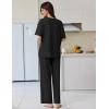 Ekouaer Lounge Sets for Women Short Sleeve Pullover Tops and Long Pants Soft Pajamas Set 2 Piece Outfits S-XXL(Black)