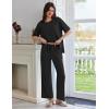 Ekouaer Lounge Sets for Women Short Sleeve Pullover Tops and Long Pants Soft Pajamas Set 2 Piece Outfits S-XXL(Black)