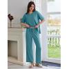 Ekouaer Lounge Sets for Women Short Sleeve Pullover Tops and Long Pants Soft Pajamas Set 2 Piece Outfits S-XXL(Blue Green)