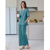 Ekouaer Lounge Sets for Women Short Sleeve Pullover Tops and Long Pants Soft Pajamas Set 2 Piece Outfits S-XXL(Blue Green)