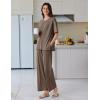 Ekouaer Lounge Sets for Women Short Sleeve Pullover Tops and Long Pants Soft Pajamas Set 2 Piece Outfits S-XXL(Brown)