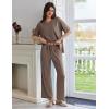 Ekouaer Lounge Sets for Women Short Sleeve Pullover Tops and Long Pants Soft Pajamas Set 2 Piece Outfits S-XXL(Brown)