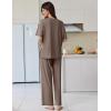 Ekouaer Lounge Sets for Women Short Sleeve Pullover Tops and Long Pants Soft Pajamas Set 2 Piece Outfits S-XXL(Brown)