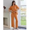 Ekouaer Lounge Sets for Women Short Sleeve Pullover Tops and Long Pants Soft Pajamas Set 2 Piece Outfits S-XXL(Camel)