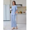 Ekouaer Lounge Sets for Women Short Sleeve Pullover Tops and Long Pants Soft Pajamas Set 2 Piece Outfits S-XXL(Clear Blue)