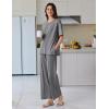 Ekouaer Lounge Sets for Women Short Sleeve Pullover Tops and Long Pants Soft Pajamas Set 2 Piece Outfits S-XXL(Dark Grey)