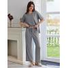 Ekouaer Lounge Sets for Women Short Sleeve Pullover Tops and Long Pants Soft Pajamas Set 2 Piece Outfits S-XXL(Dark Grey)