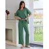 Ekouaer Lounge Sets for Women Short Sleeve Pullover Tops and Long Pants Soft Pajamas Set 2 Piece Outfits S-XXL(Green)