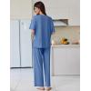 Ekouaer Lounge Sets for Women Short Sleeve Pullover Tops and Long Pants Soft Pajamas Set 2 Piece Outfits S-XXL(Navy Blue)