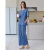Ekouaer Lounge Sets for Women Short Sleeve Pullover Tops and Long Pants Soft Pajamas Set 2 Piece Outfits S-XXL(Navy Blue)