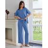 Ekouaer Lounge Sets for Women Short Sleeve Pullover Tops and Long Pants Soft Pajamas Set 2 Piece Outfits S-XXL(Navy Blue)