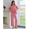 Ekouaer Lounge Sets for Women Short Sleeve Pullover Tops and Long Pants Soft Pajamas Set 2 Piece Outfits S-XXL(Old Rose)
