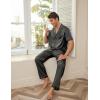 Ekouaer Men Satin Silk Pajamas Set 2 Piece Button Down Sleepwear Long Pants Loungewear with Pockets(Dark Gray)