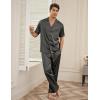 Ekouaer Men Satin Silk Pajamas Set 2 Piece Button Down Sleepwear Long Pants Loungewear with Pockets(Dark Gray)