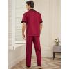 Ekouaer Men Satin Silk Pajamas Set 2 Piece Button Down Sleepwear Long Pants Loungewear with Pockets(Dark Red)