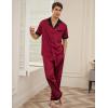 Ekouaer Men Satin Silk Pajamas Set 2 Piece Button Down Sleepwear Long Pants Loungewear with Pockets(Dark Red)